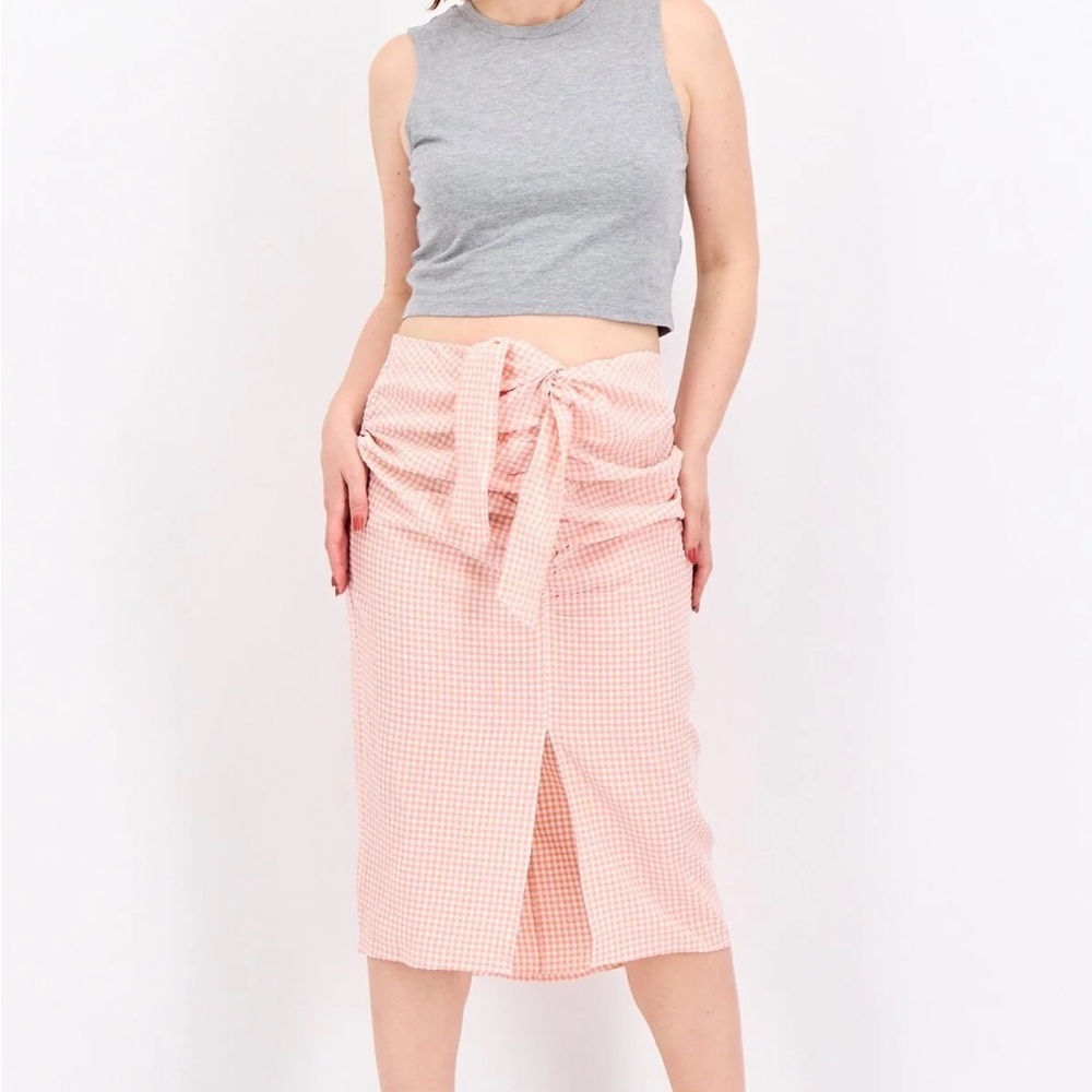 Mango gingham plaid midi skirt Small